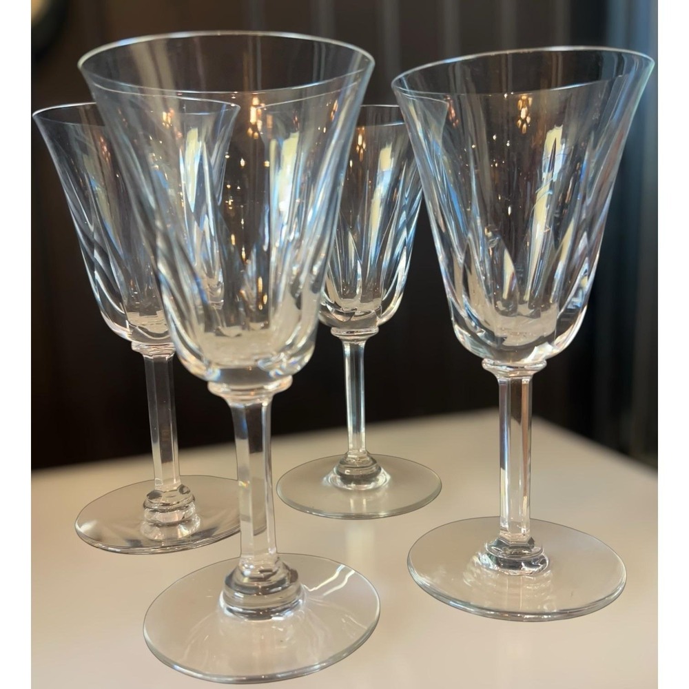 St Louis Cerdagne Claret Crystal stemware 5 1/2" Signed France Set of 4 MCM - Picture 9 of 15